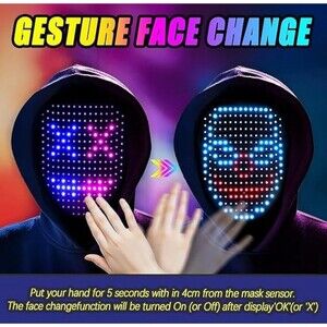 WestDeer Vibrant LED Light-Up Mask with Gesture Control - Perfect for Parties